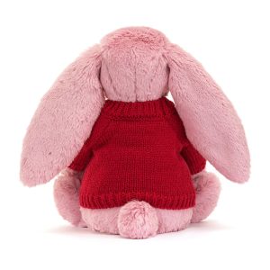 Bashful Tulip Pink Bunny with Personalised Red Jumper