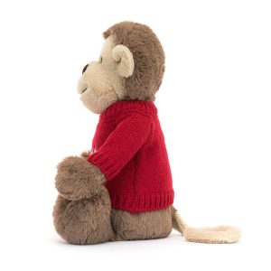 Bashful Monkey with Personalised Red Jumper