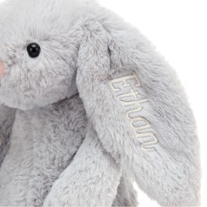 Personalised Bashful Silver Bunny Medium