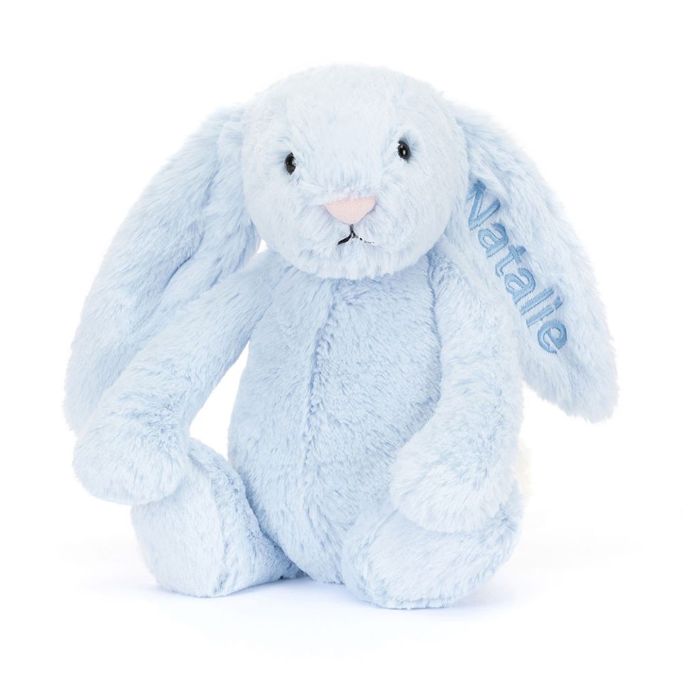 Personalised Bashful Blue Bunny Medium